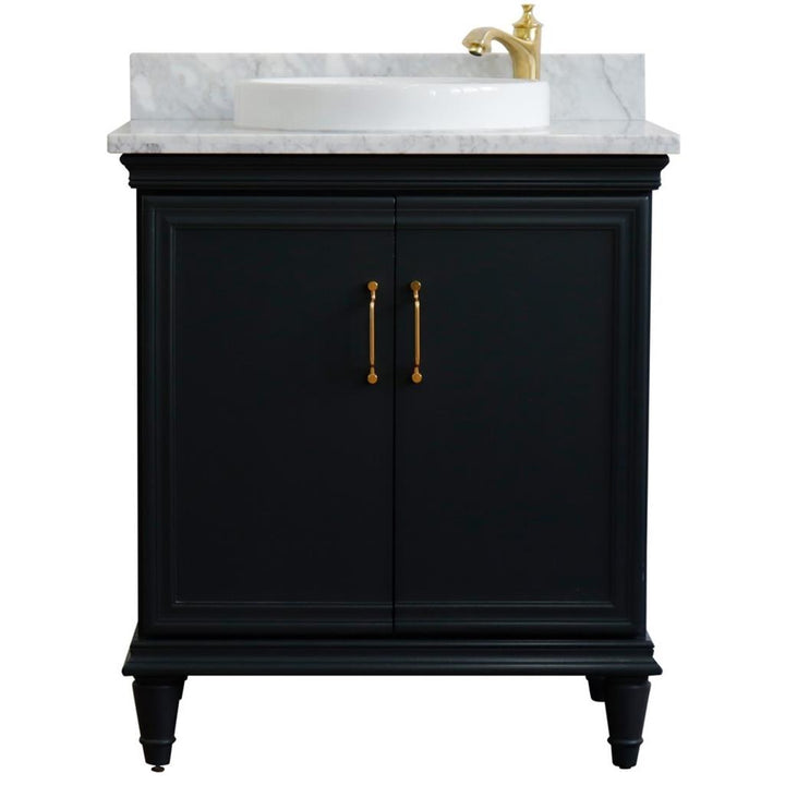 Bellaterra Forli 31" Single Vanity, Dark Gray, White Carrara Marble Top/Round Sink