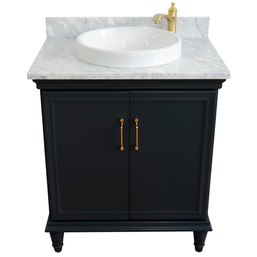 Bellaterra Forli 31" Single Vanity, Dark Gray, White Carrara Marble Top/Round Sink