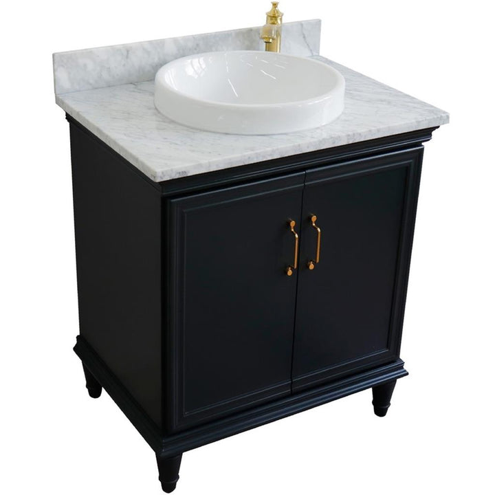 Bellaterra Forli 31" Single Vanity, Dark Gray, White Carrara Marble Top/Round Sink