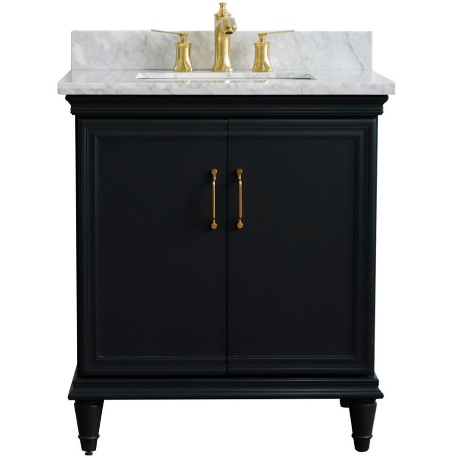 Bellaterra Forli 31" Single Vanity, Dark Gray, White Carrara Marble Top/Rectangle Sink