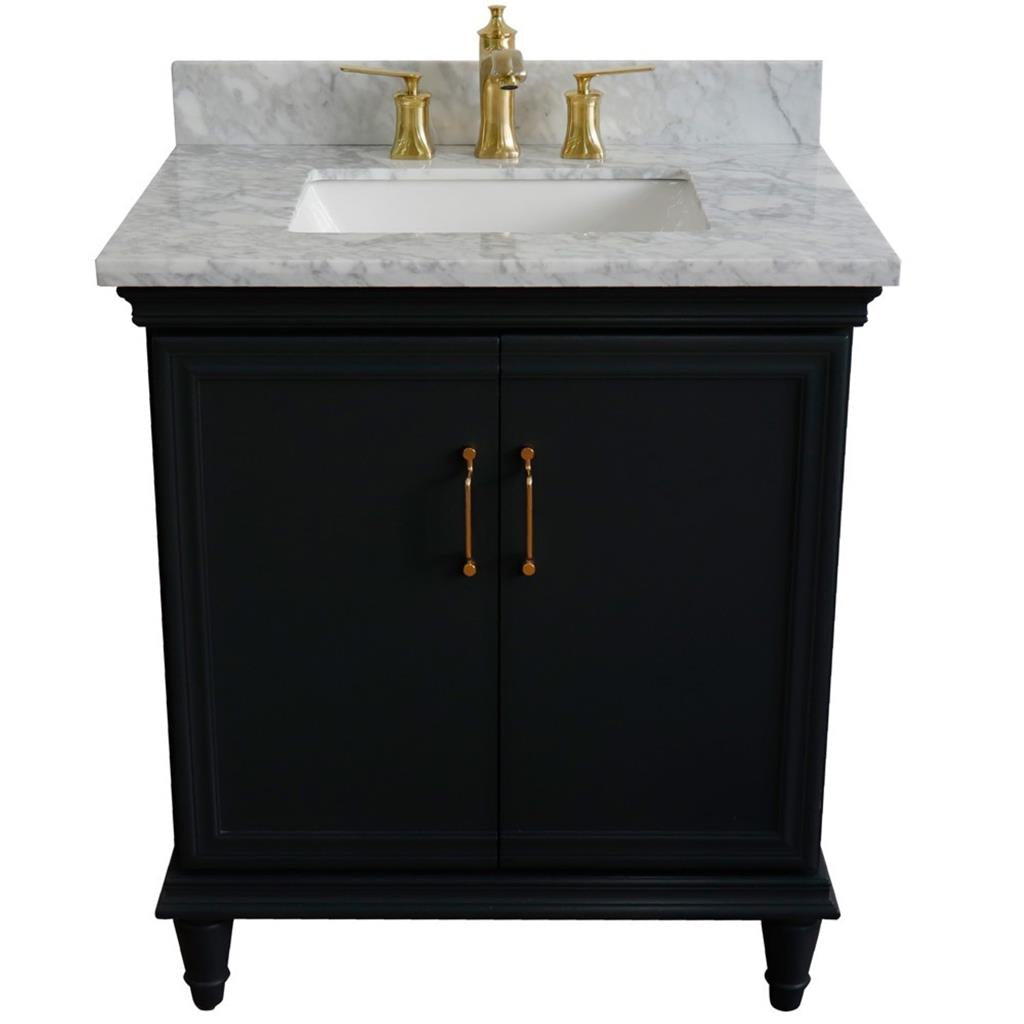 Bellaterra Forli 31" Single Vanity, Dark Gray, White Carrara Marble Top/Rectangle Sink