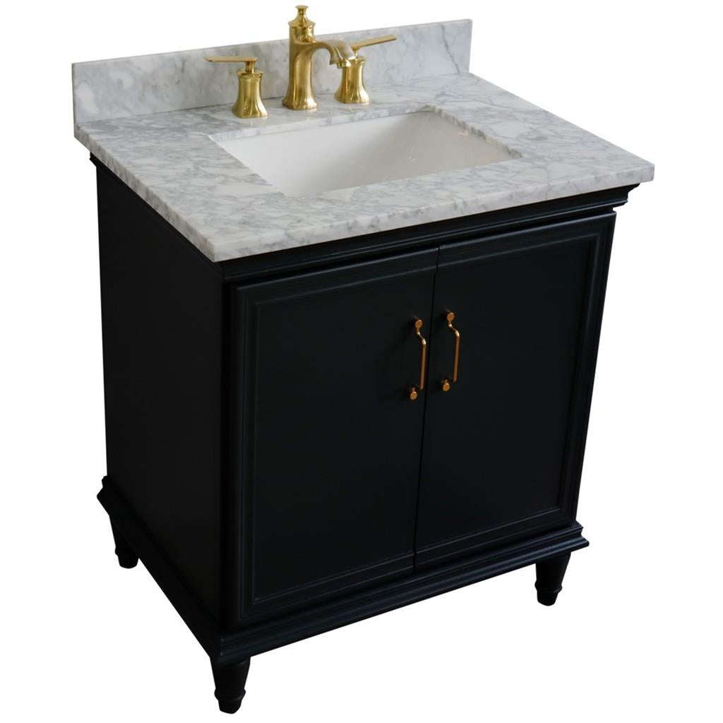 Bellaterra Forli 31" Single Vanity, Dark Gray, White Carrara Marble Top/Rectangle Sink