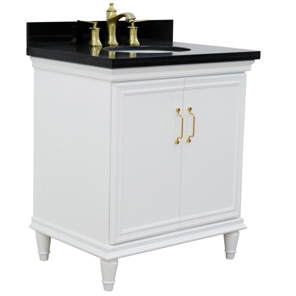 Bellaterra Home Forli 30" White Vanity, Oval Sink Black Galaxy Granite#top-options_black-galaxy-granite