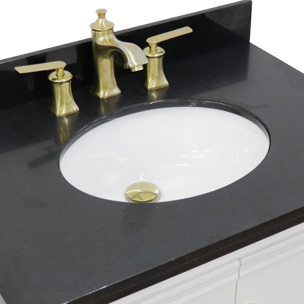 Bellaterra Forli 31" Single Vanity, White, Black Galaxy Granite Top/Oval Sink