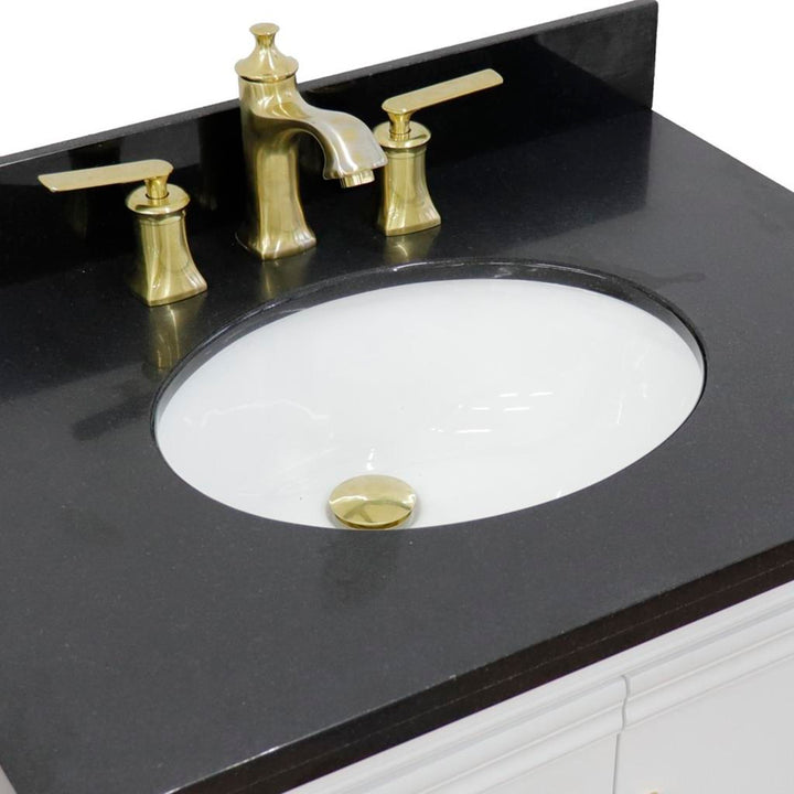 Bellaterra Forli 31" Single Vanity, White, Black Galaxy Granite Top/Oval Sink