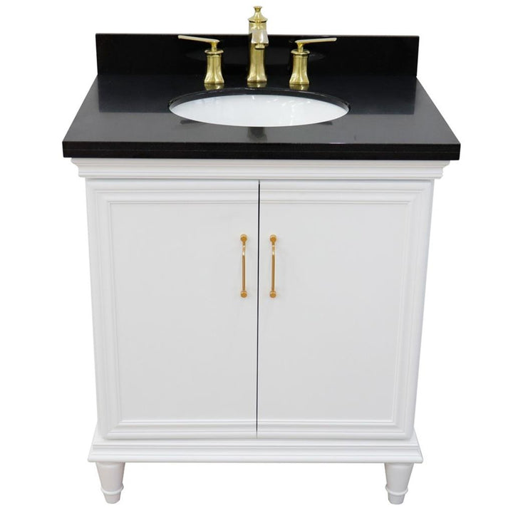 Bellaterra Forli 31" Single Vanity, White, Black Galaxy Granite Top/Oval Sink