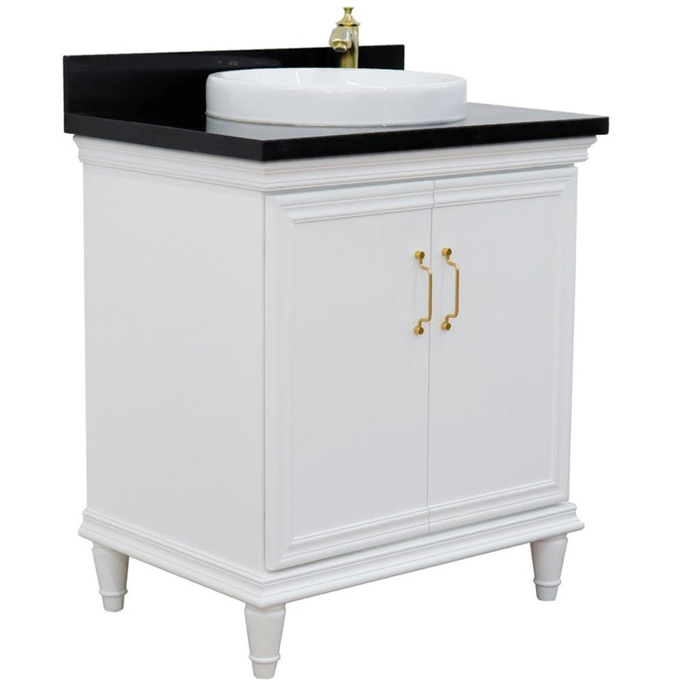 Bellaterra Home Forli 30" White Vanity, Round Sink Black Galaxy Granite#top-options_black-galaxy-granite