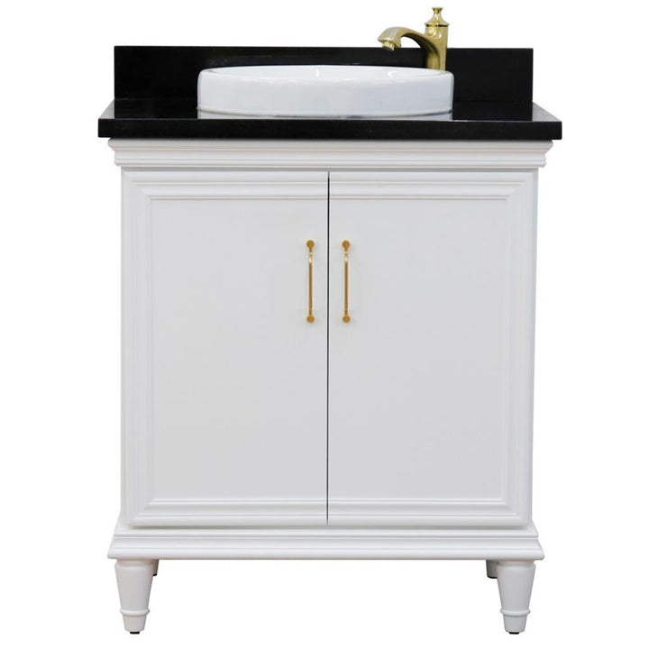 Bellaterra Forli 31" Single Vanity, White, Black Galaxy Granite Top/Round Sink