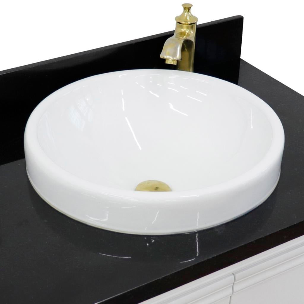 Bellaterra Forli 31" Single Vanity, White, Black Galaxy Granite Top/Round Sink