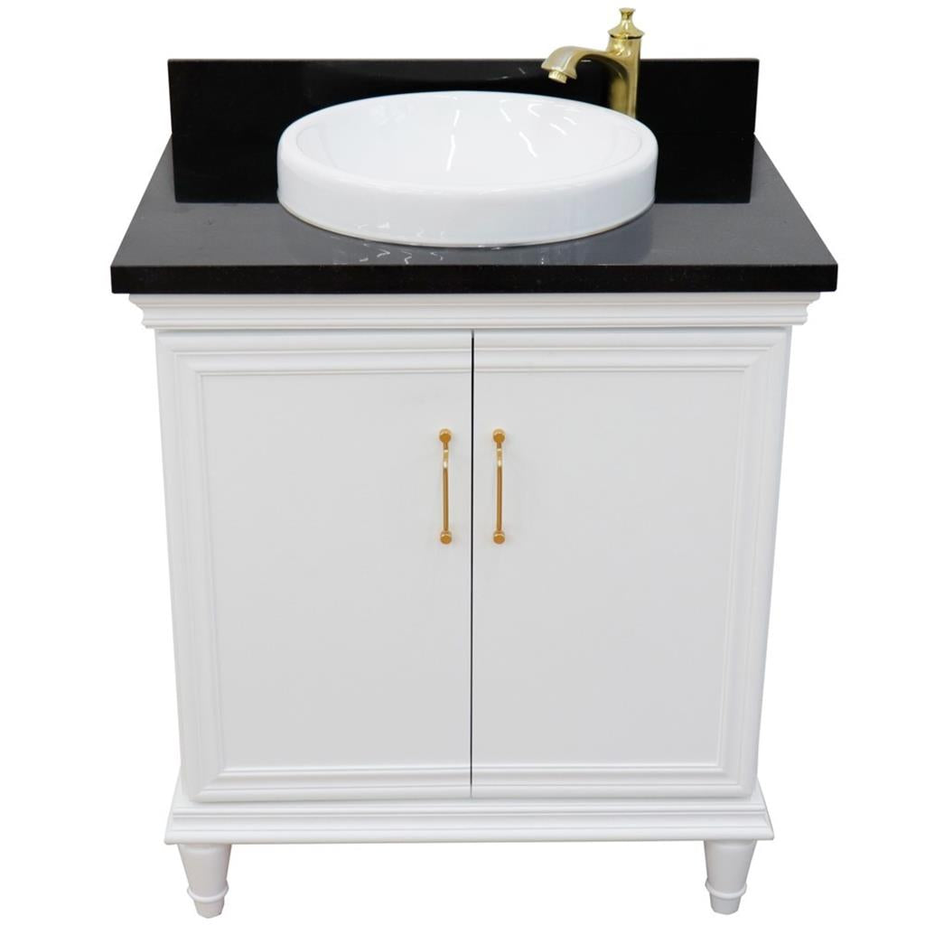 Bellaterra Forli 31" Single Vanity, White, Black Galaxy Granite Top/Round Sink