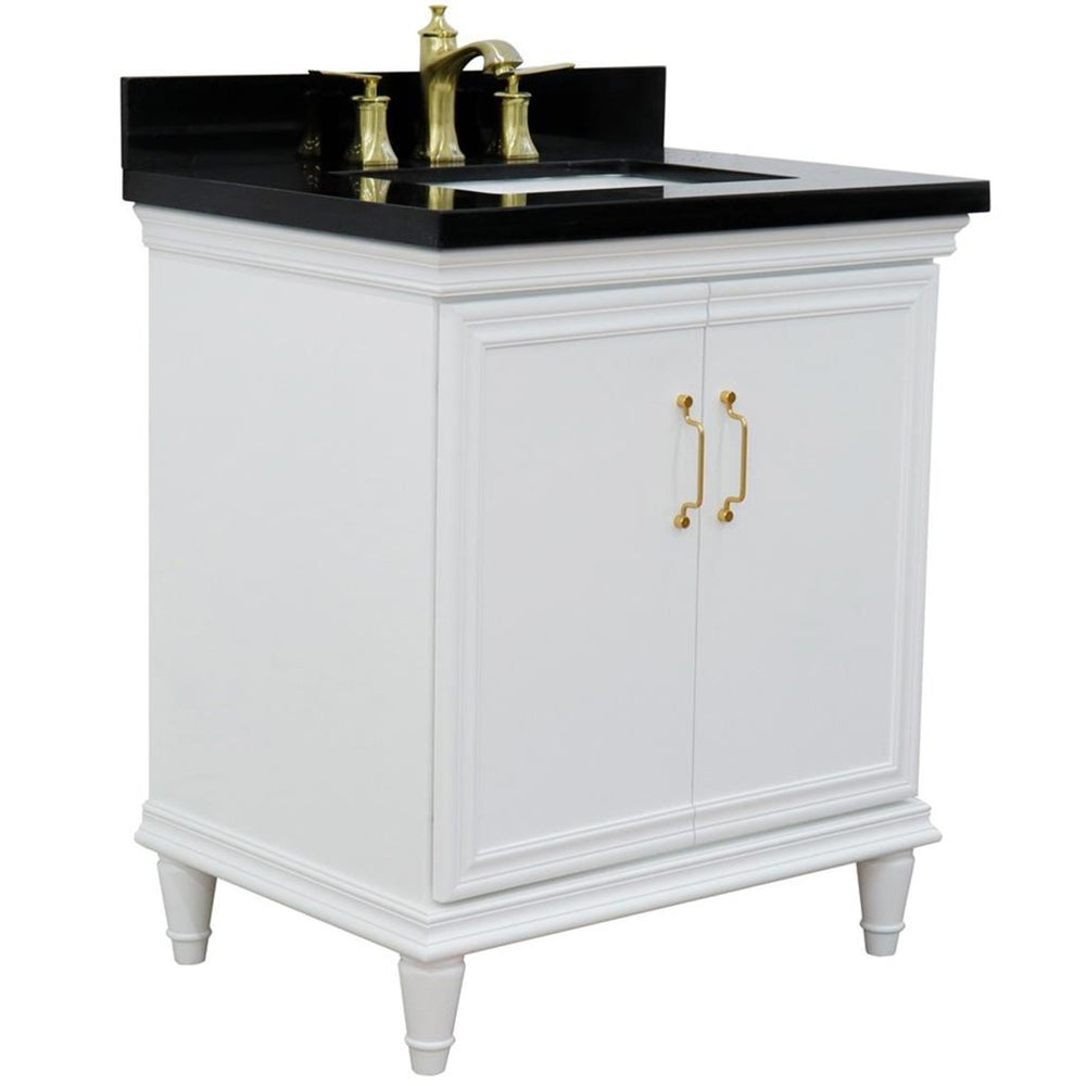 Bellaterra Home Forli 30" White Vanity, Rectangle Sink Black Galaxy Granite#top-options_black-galaxy-granite