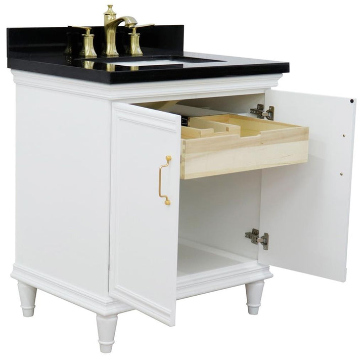 Bellaterra Forli 31" Single Vanity, White, Black Galaxy Granite Top/Rectangle Sink