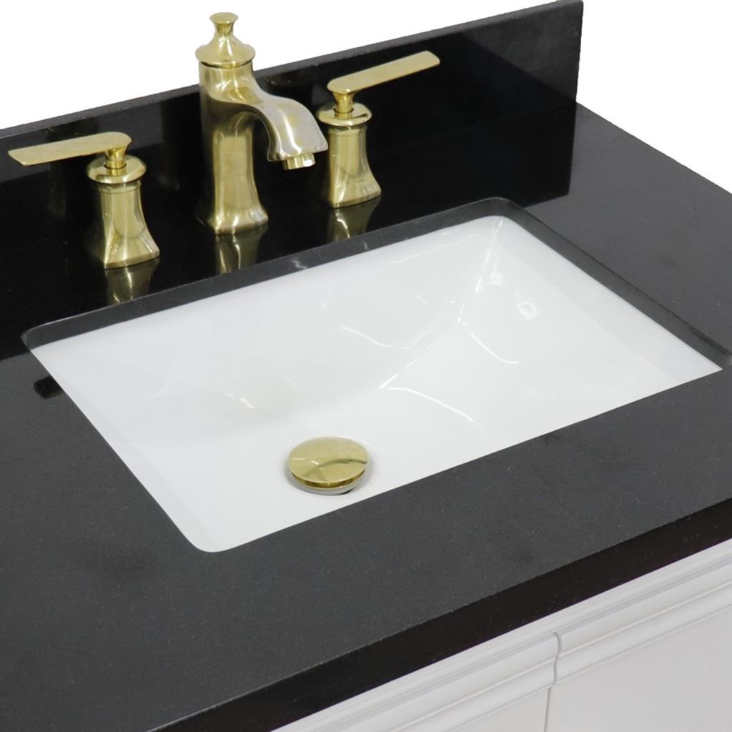 Bellaterra Forli 31" Single Vanity, White, Black Galaxy Granite Top/Rectangle Sink