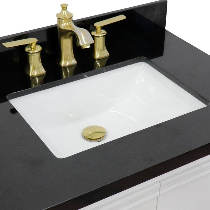 Bellaterra Forli 31" Single Vanity, White, Black Galaxy Granite Top/Rectangle Sink