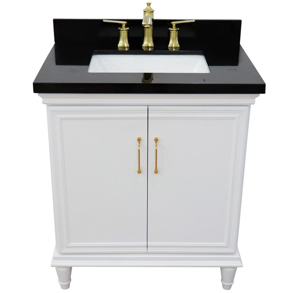 Bellaterra Forli 31" Single Vanity, White, Black Galaxy Granite Top/Rectangle Sink