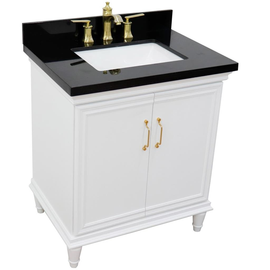 Bellaterra Forli 31" Single Vanity, White, Black Galaxy Granite Top/Rectangle Sink