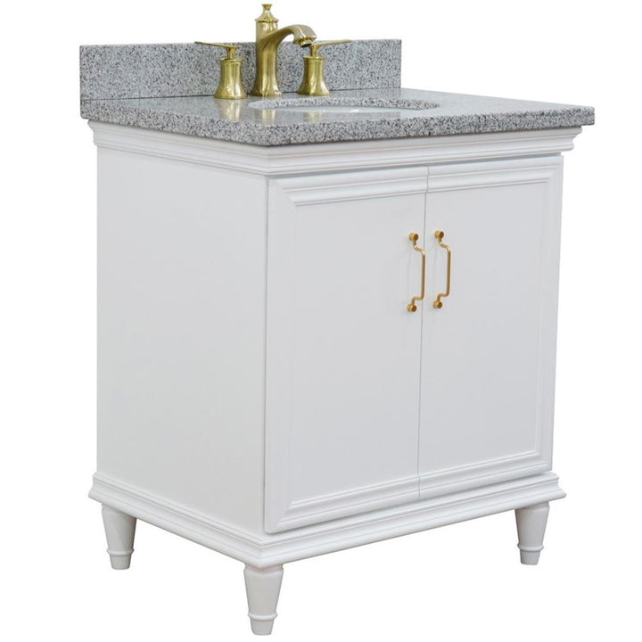 Bellaterra Forli 31" Single Vanity, White, Gray Granite Top/Oval Sink