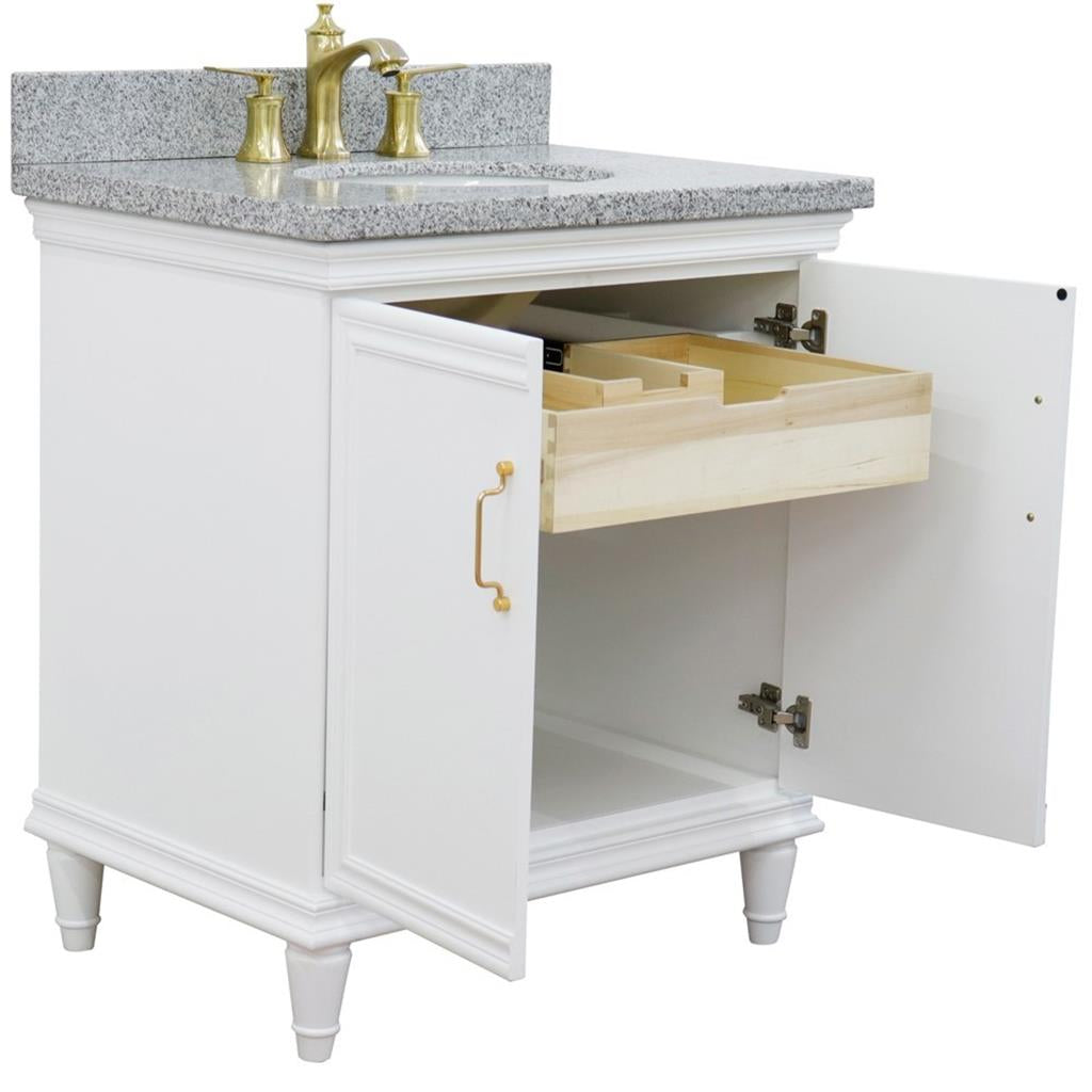 Bellaterra Forli 31" Single Vanity, White, Gray Granite Top/Oval Sink