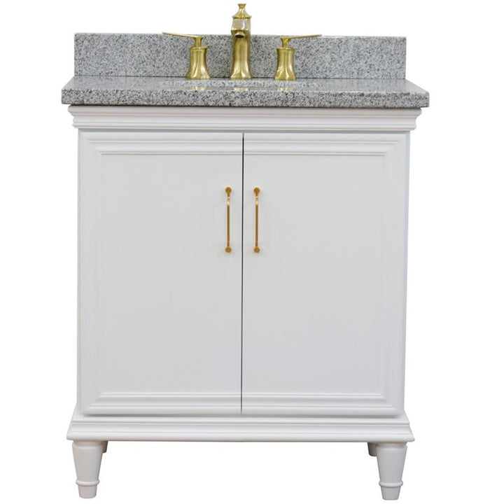 Bellaterra Forli 31" Single Vanity, White, Gray Granite Top/Oval Sink