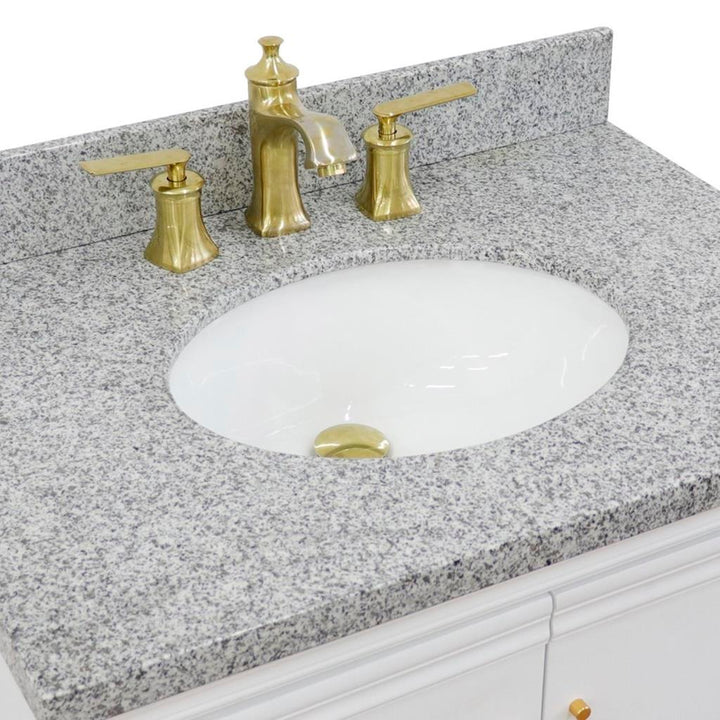 Bellaterra Forli 31" Single Vanity, White, Gray Granite Top/Oval Sink