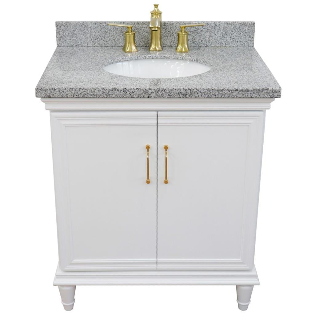 Bellaterra Forli 31" Single Vanity, White, Gray Granite Top/Oval Sink