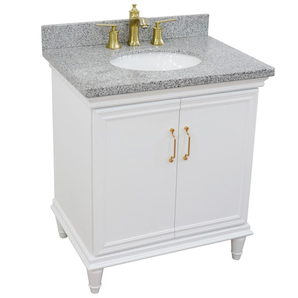 Bellaterra Forli 31" Single Vanity, White, Gray Granite Top/Oval Sink