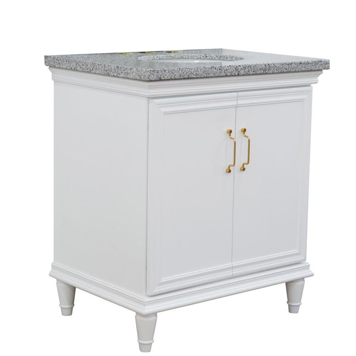 Bellaterra Forli 31" Single Vanity, White, Gray Granite Top/Oval Sink