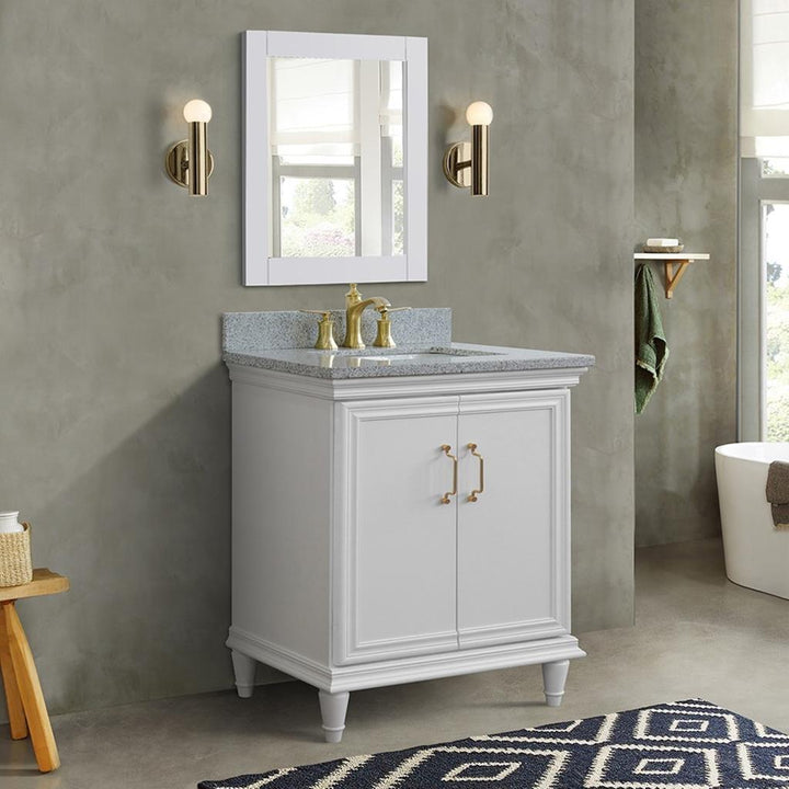 Bellaterra Forli 31" Single Vanity, White, Gray Granite Top/Rectangle Sink