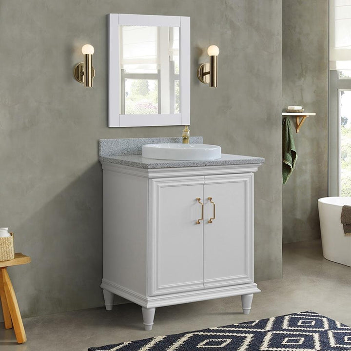 Bellaterra Forli 31" Single Vanity, White, Gray Granite Top/Round Sink