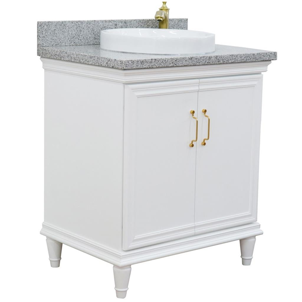 Bellaterra Forli 31" Single Vanity, White, Gray Granite Top/Round Sink