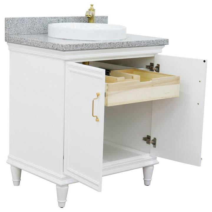 Bellaterra Forli 31" Single Vanity, White, Gray Granite Top/Round Sink