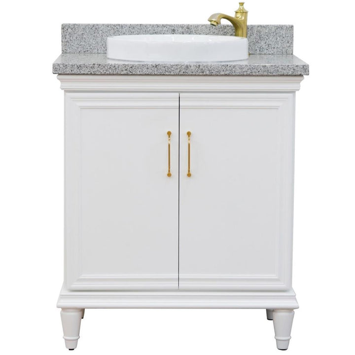 Bellaterra Forli 31" Single Vanity, White, Gray Granite Top/Round Sink