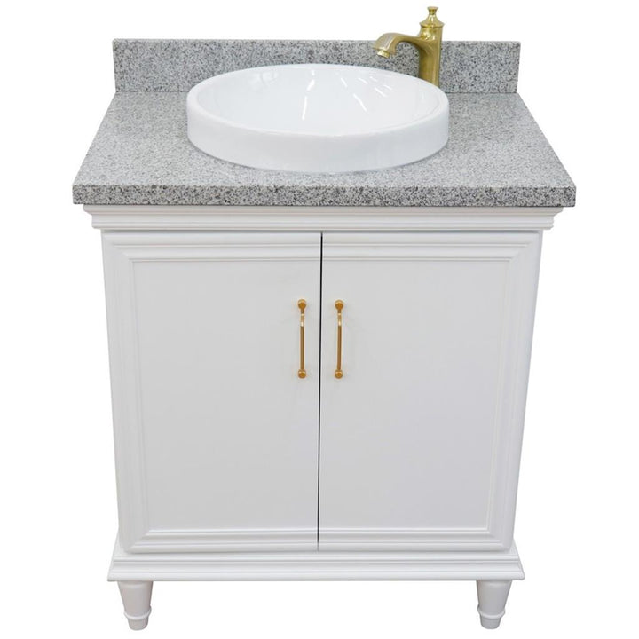 Bellaterra Forli 31" Single Vanity, White, Gray Granite Top/Round Sink