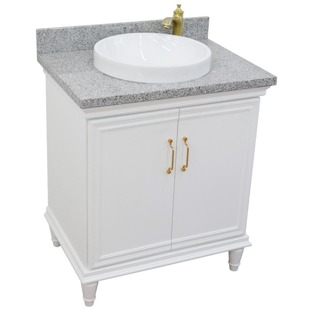 Bellaterra Forli 31" Single Vanity, White, Gray Granite Top/Round Sink