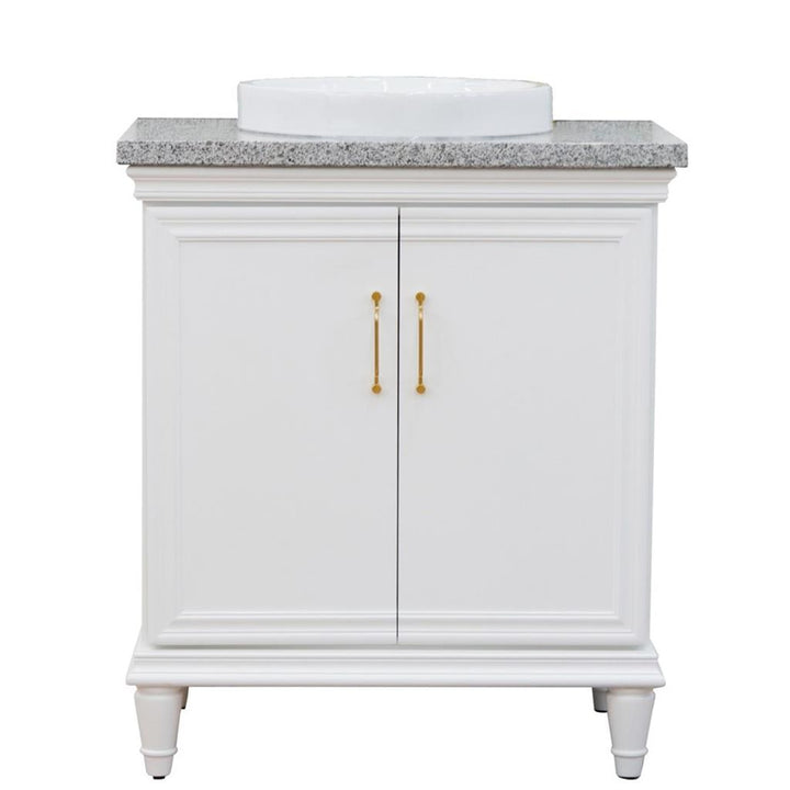 Bellaterra Forli 31" Single Vanity, White, Gray Granite Top/Round Sink