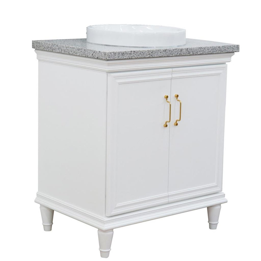 Bellaterra Forli 31" Single Vanity, White, Gray Granite Top/Round Sink