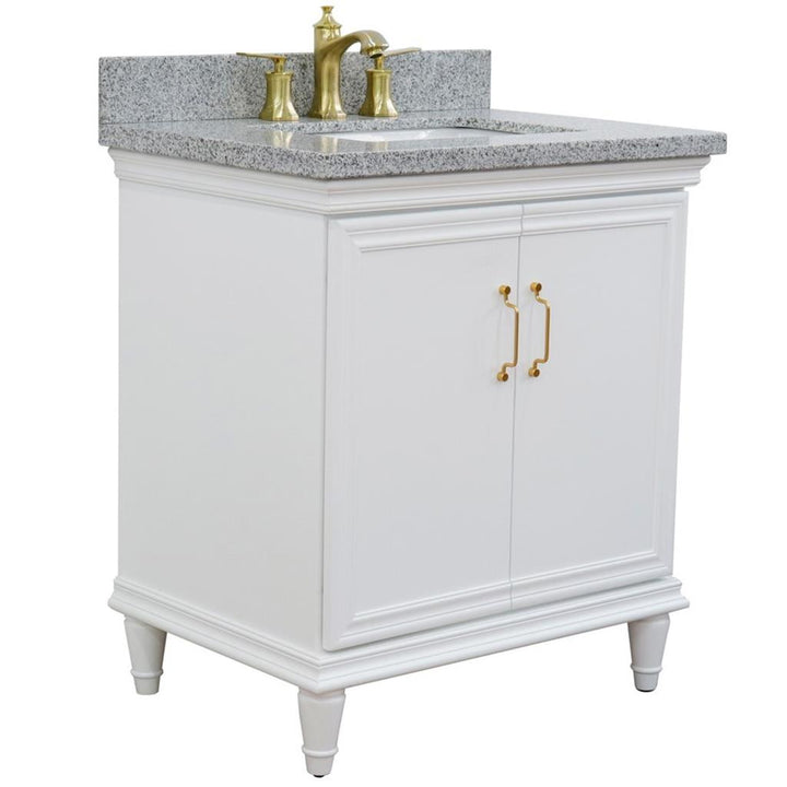 Bellaterra Forli 31" Single Vanity, White, Gray Granite Top/Rectangle Sink