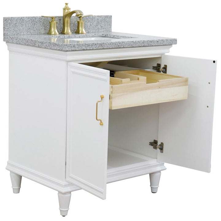 Bellaterra Forli 31" Single Vanity, White, Gray Granite Top/Rectangle Sink