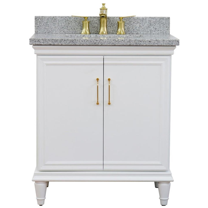 Bellaterra Forli 31" Single Vanity, White, Gray Granite Top/Rectangle Sink