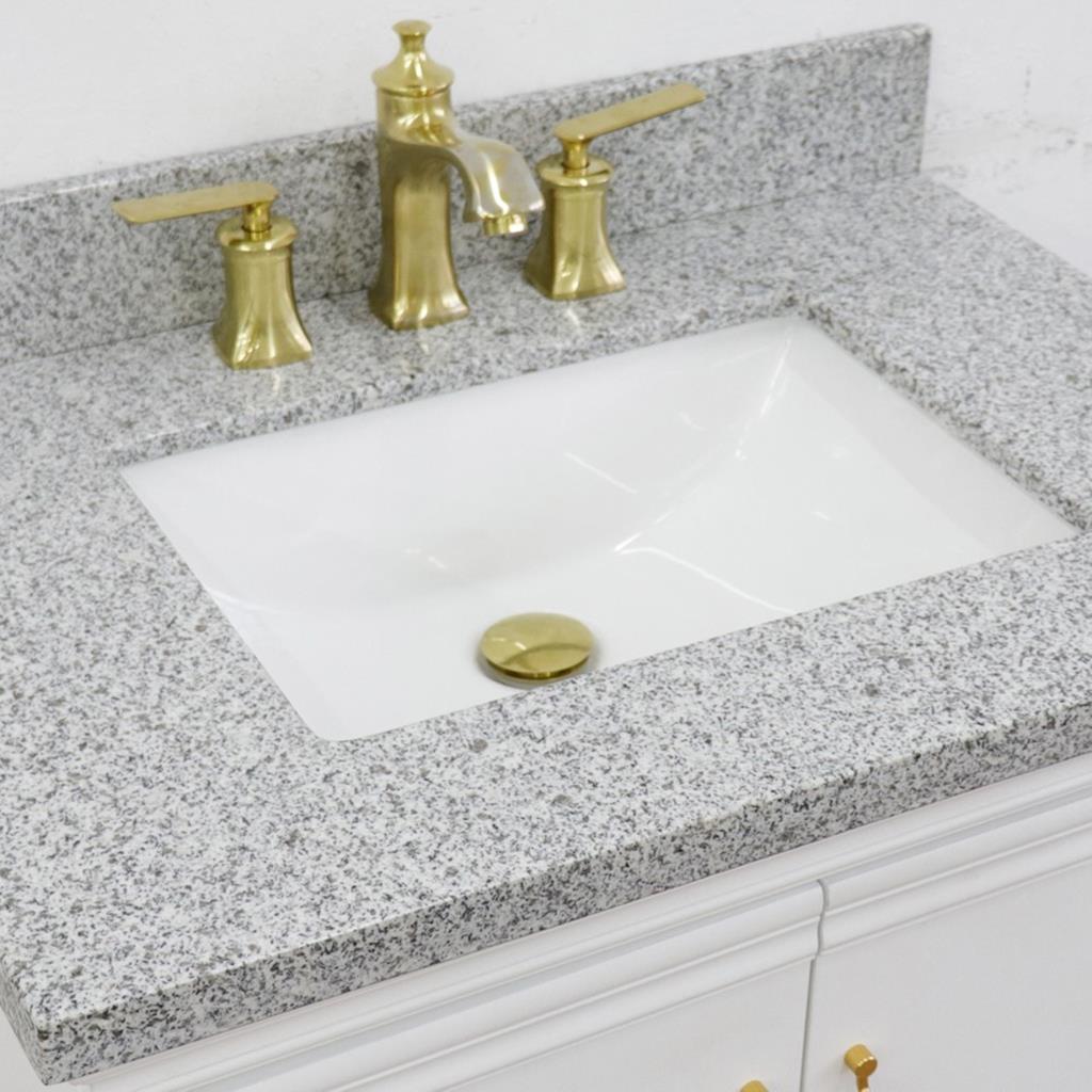 Bellaterra Forli 31" Single Vanity, White, Gray Granite Top/Rectangle Sink