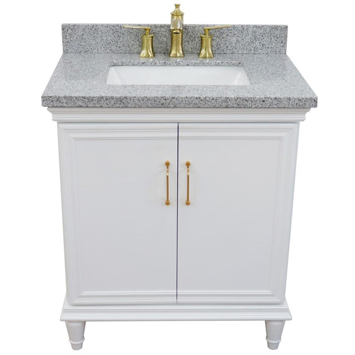 Bellaterra Forli 31" Single Vanity, White, Gray Granite Top/Rectangle Sink