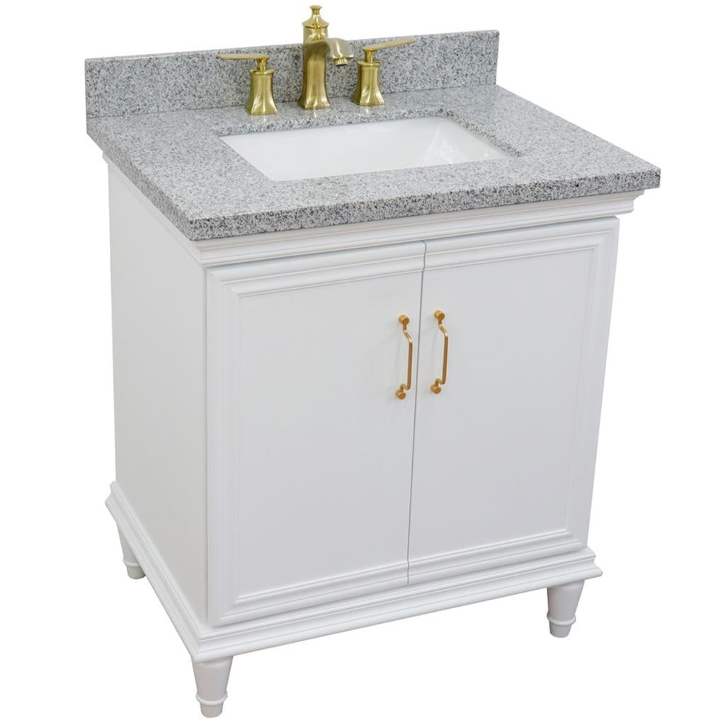 Bellaterra Forli 31" Single Vanity, White, Gray Granite Top/Rectangle Sink