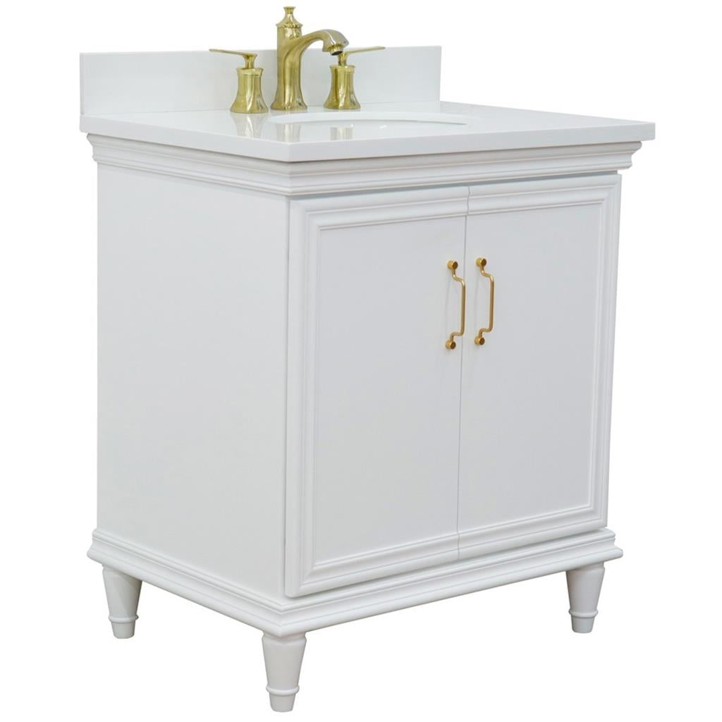 Bellaterra Forli 31" Single Vanity, White, White Quartz Top/Oval Sink