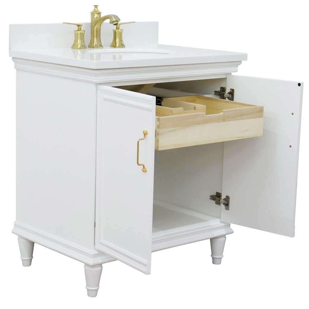 Bellaterra Forli 31" Single Vanity, White, White Quartz Top/Oval Sink