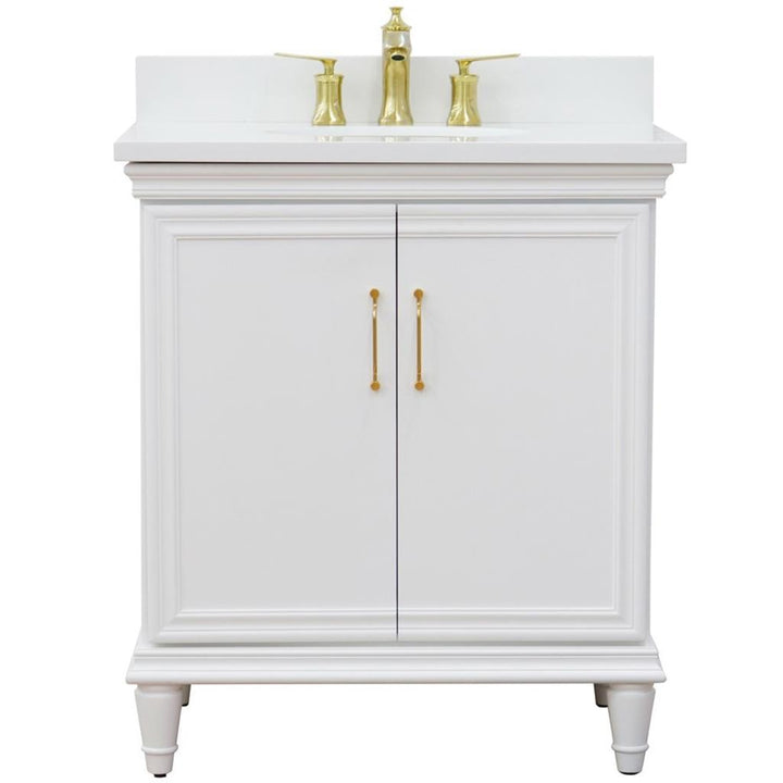 Bellaterra Forli 31" Single Vanity, White, White Quartz Top/Oval Sink