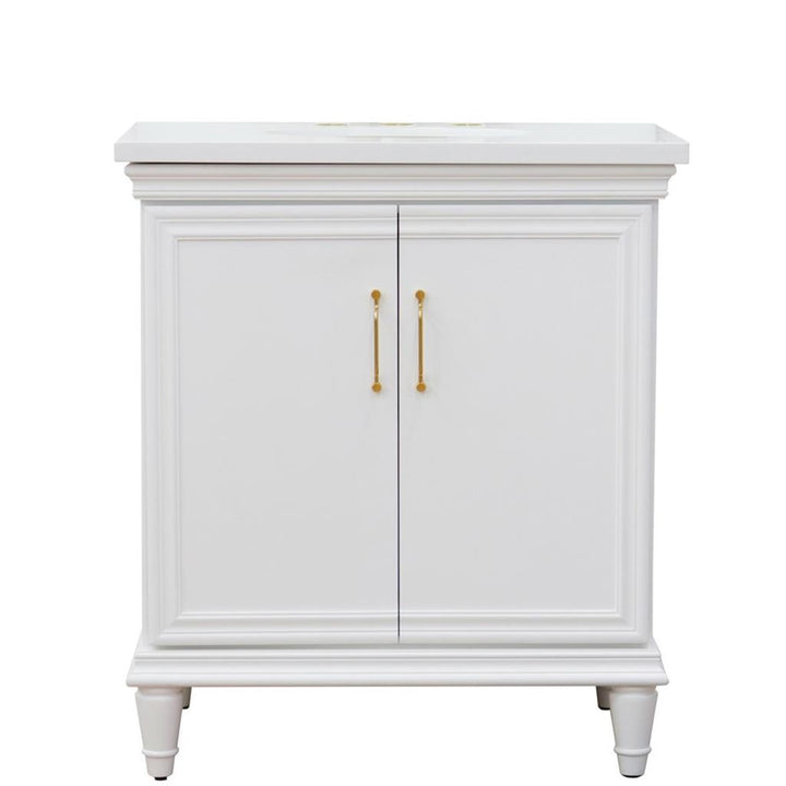 Bellaterra Forli 31" Single Vanity, White, White Quartz Top/Oval Sink