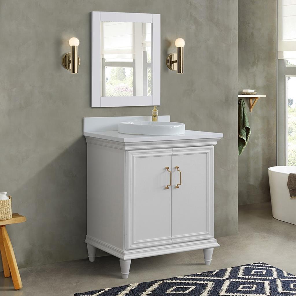 Bellaterra Forli 31" Single Vanity, White, White Quartz Top/Round Sink