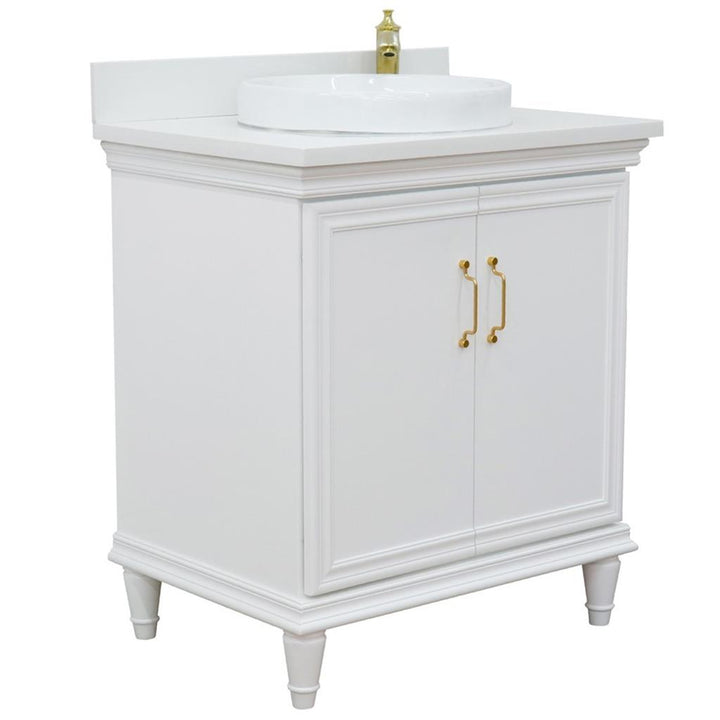 Bellaterra Forli 31" Single Vanity, White, White Quartz Top/Round Sink