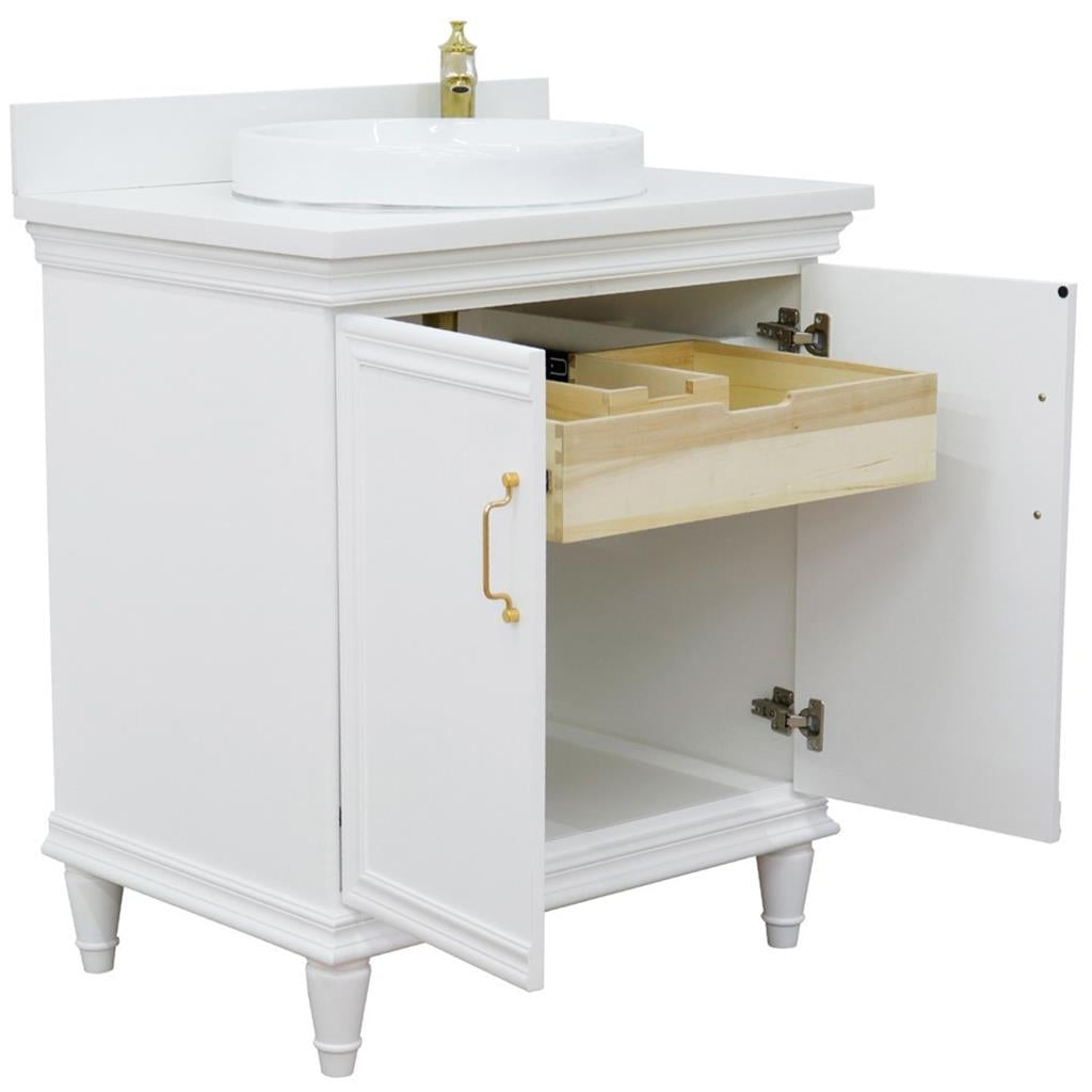 Bellaterra Forli 31" Single Vanity, White, White Quartz Top/Round Sink