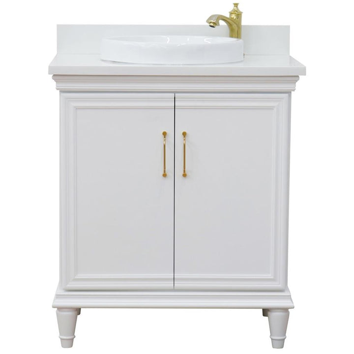 Bellaterra Forli 31" Single Vanity, White, White Quartz Top/Round Sink